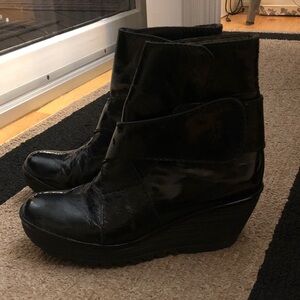 Black Wedge Fly London Ankle patent leather  Boots